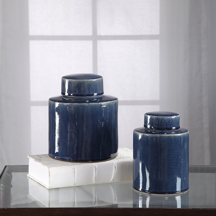 Uttermost 18989 Saniya Blue Containers, Set of 2