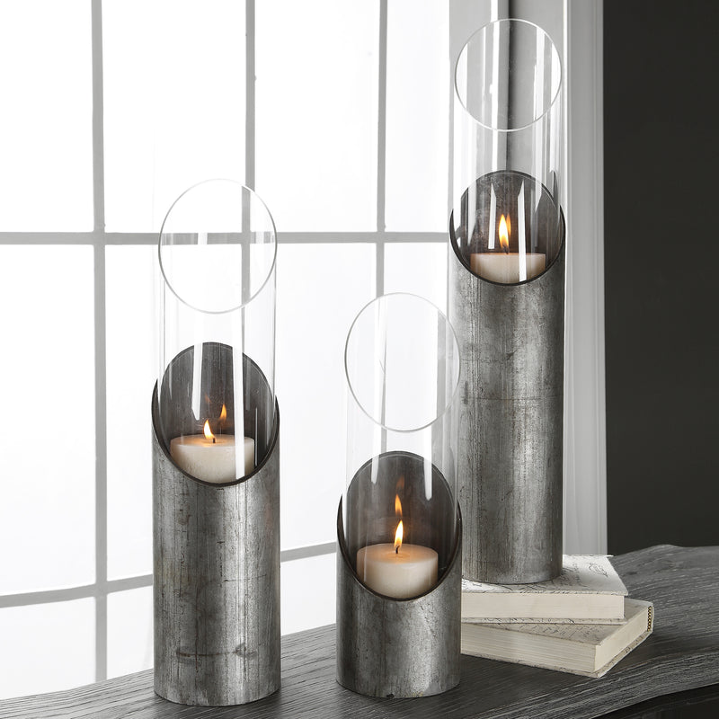Uttermost 17518 Karter Iron & Glass Candleholders Set of 3
