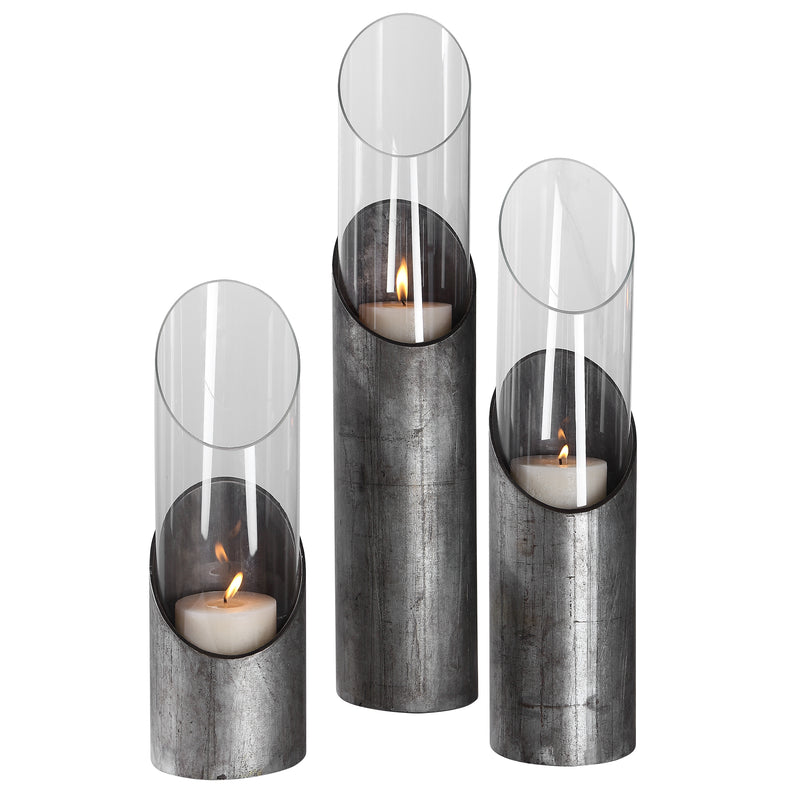 Uttermost 17518 Karter Iron & Glass Candleholders Set of 3