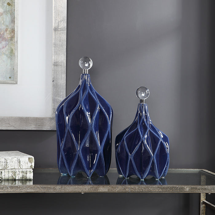 Uttermost 17526 Klara Geometric Bottles, Set of 2