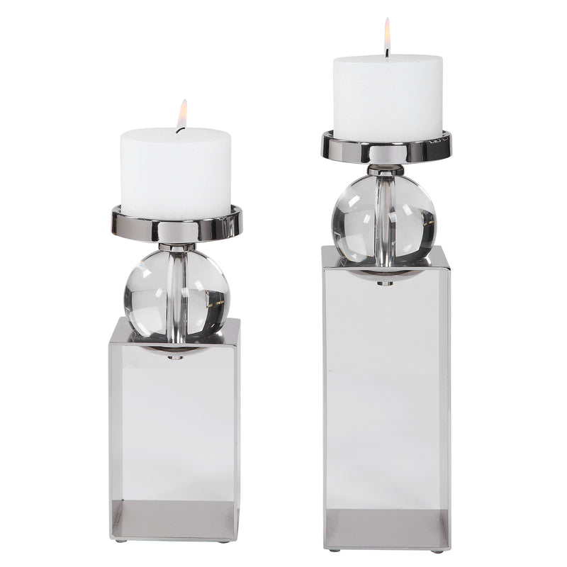 Uttermost 17561 Lucian Nickel Candleholders, Set of 2