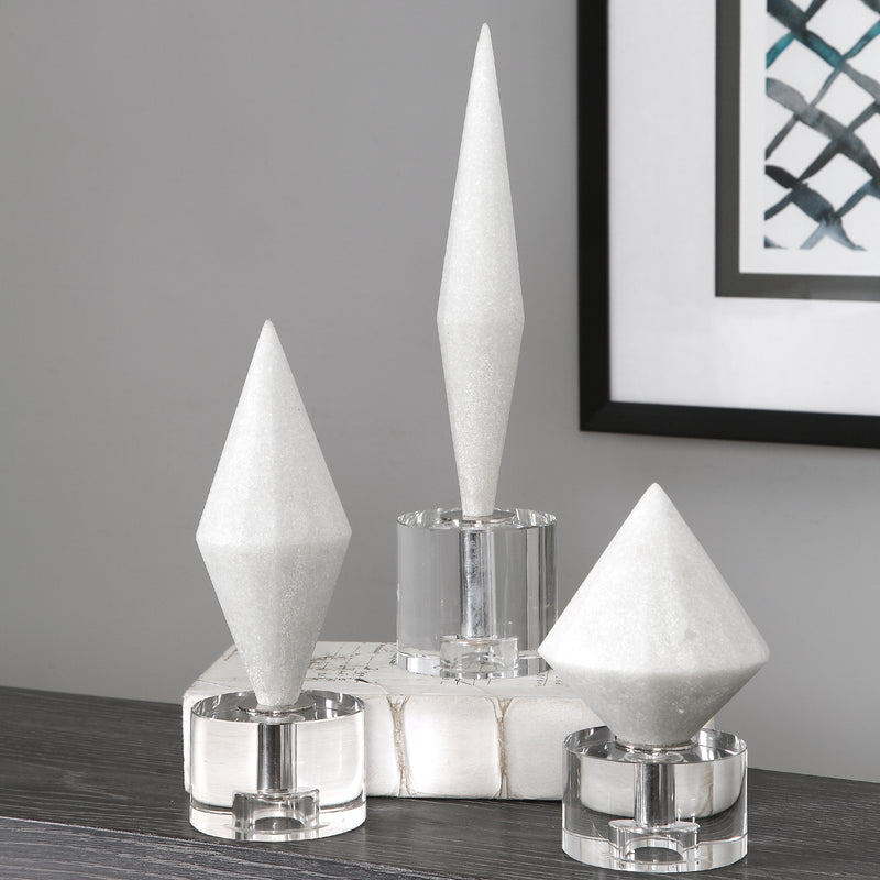 Uttermost 17580 Alize White Stone Sculptures Set of 3