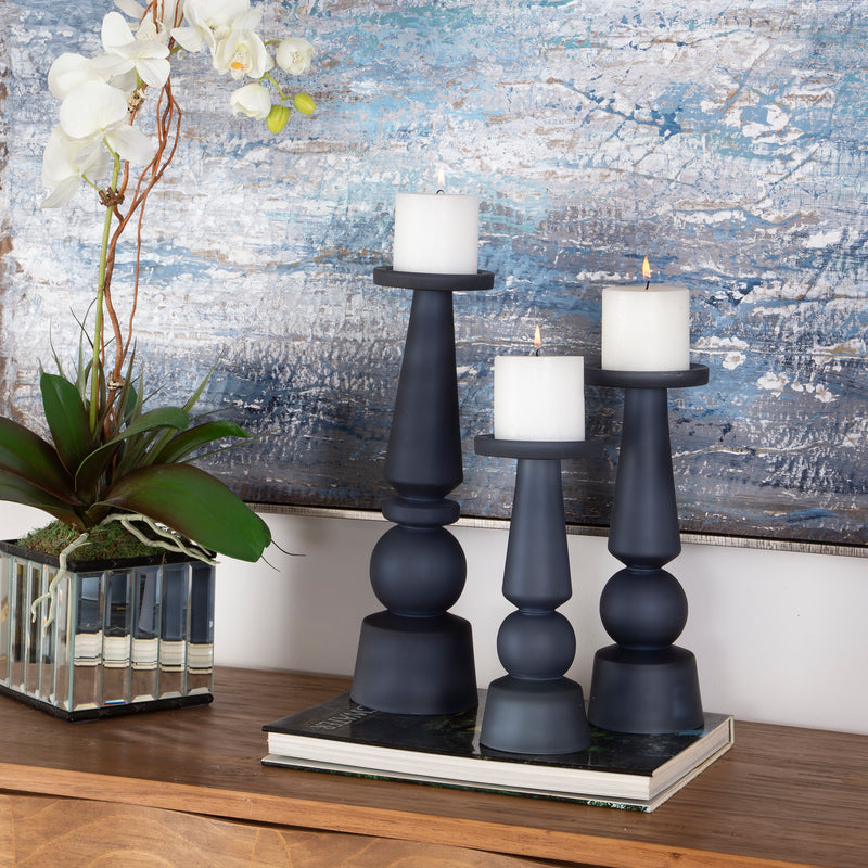 Uttermost Cassiopeia Blue Glass Candleholders