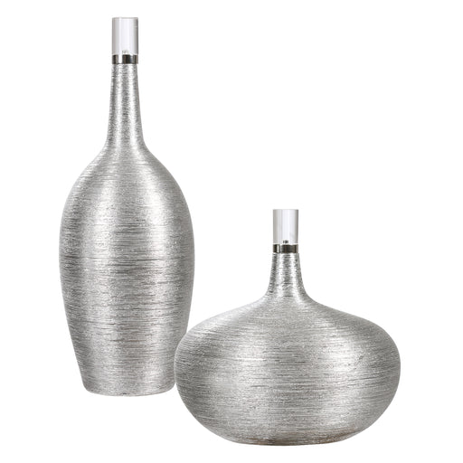 Uttermost Gatsby Silver Ribbed Bottles