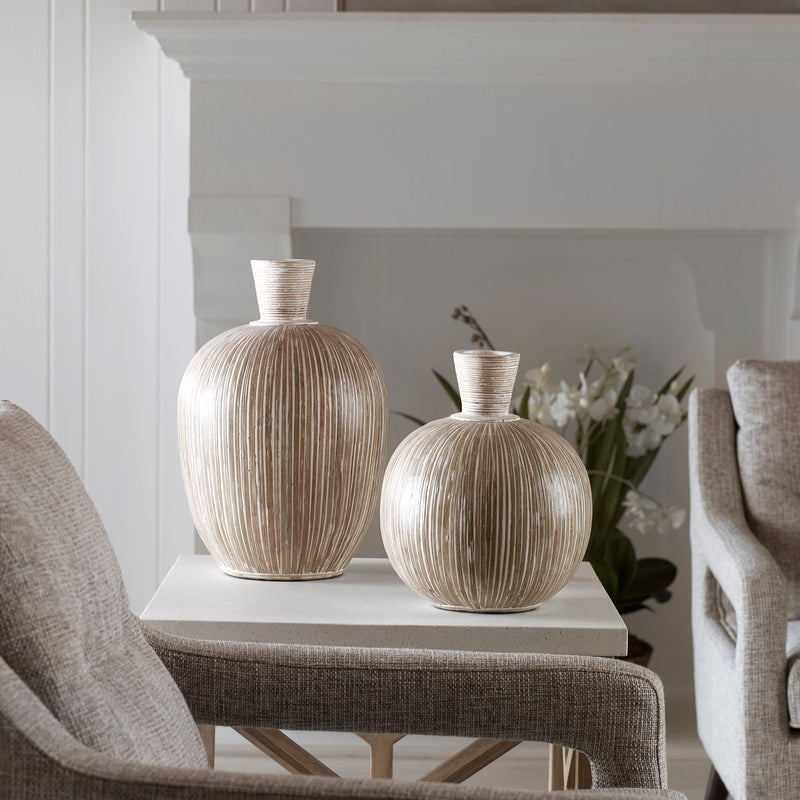 Uttermost Islander White Washed Vases
