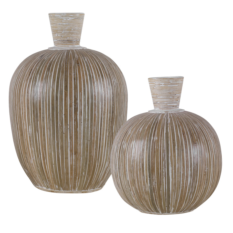 Uttermost Islander White Washed Vases
