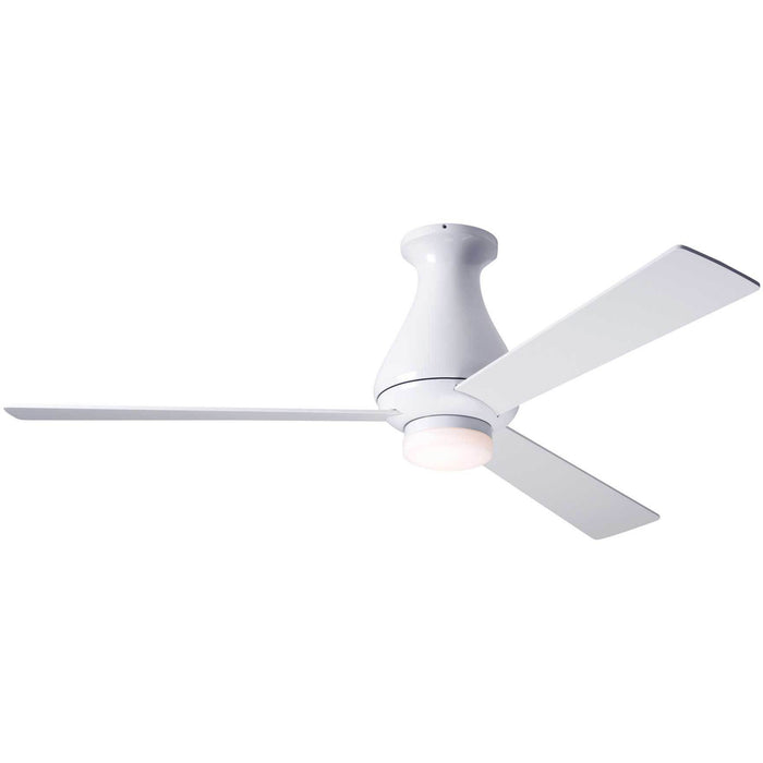 Modern Fan Company Altus Gloss White 52" Flush Ceiling Fan with LED Light