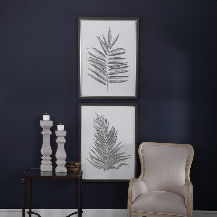 Uttermost 33685 Silver Ferns Framed Prints Set of 2