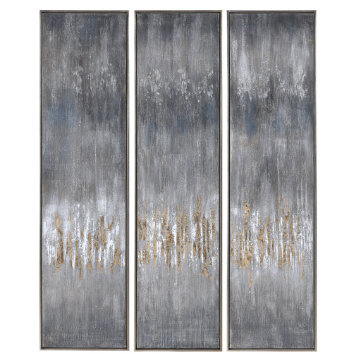 Uttermost 51304 Gray Showers Hand Painted Canvases, Set of 3