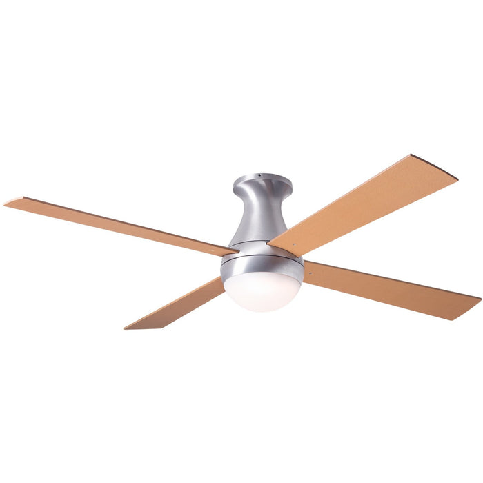 Modern Fan Ball Brushed Aluminum 42" Flush Mount Ceiling Fan with Maple Blades and Remote Control - ALCOVE LIGHTING