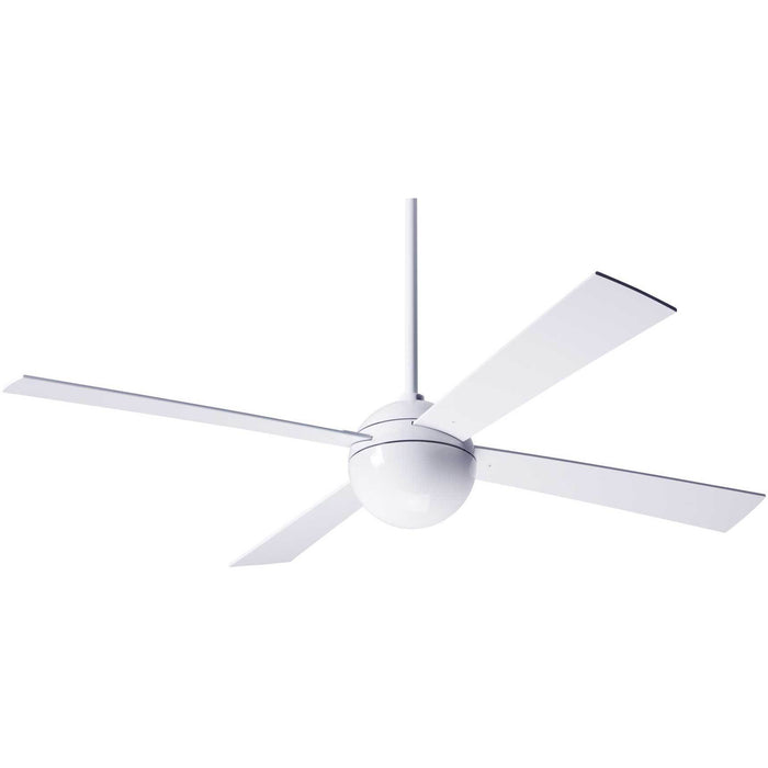 Modern Fan Ball Gloss White 42" Ceiling Fan with White Blades and Wall Control