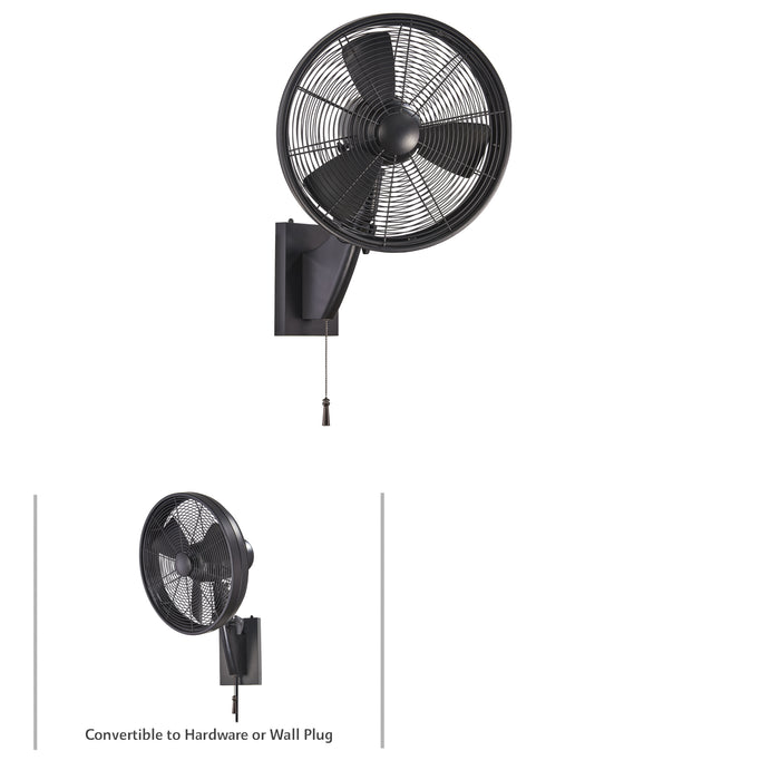 Minka Aire F307-MBK Anywhere Matte Black 15" Indoor/Outdoor Wall Mount Fan