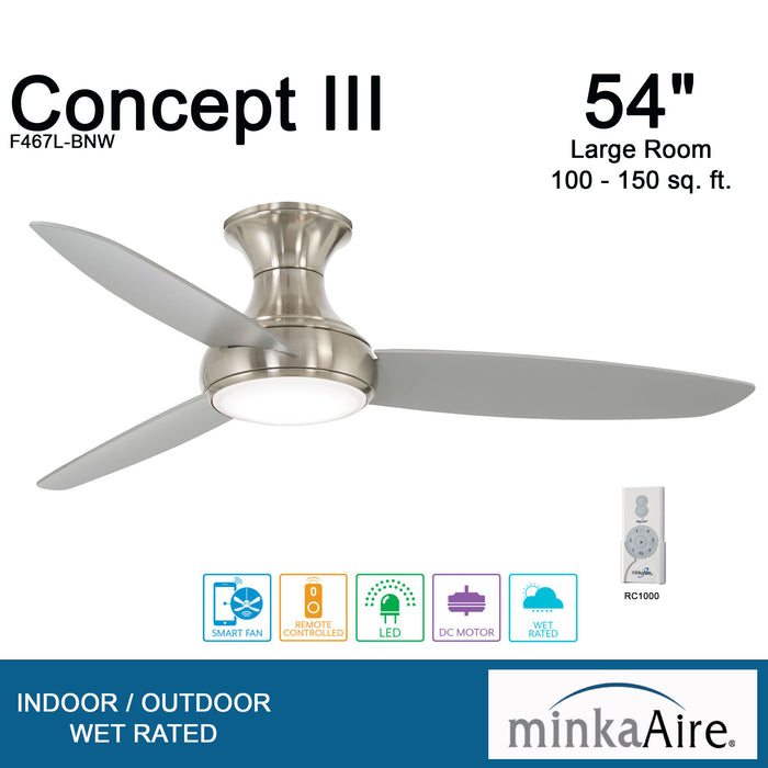 Minka Aire Concept III 54 in. LED Indoor/Outdoor Brushed Nickel Wet Smart Ceiling Fan