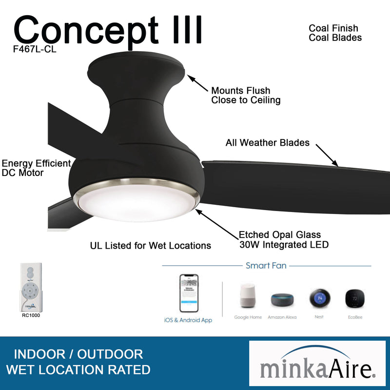Minka Aire Concept III 54 in. LED Indoor/Outdoor Coal Smart Ceiling Fan