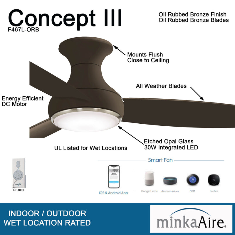 Minka Aire Concept III 54 in. LED Indoor/Outdoor Oil Rubbed Bronze Smart Ceiling Fan