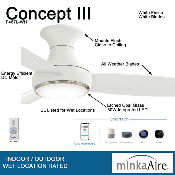 Minka Aire Concept III 54 in. LED Indoor/Outdoor White Smart Ceiling Fan