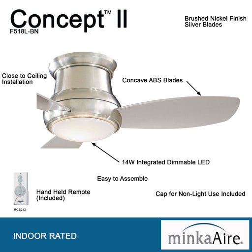 Minka Aire Concept II 44 in. LED Indoor Brushed Nickel Ceiling Fan - ALCOVE LIGHTING