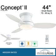 Minka Aire Concept II 44 in. LED Indoor White Flush Mount Ceiling Fan - ALCOVE LIGHTING