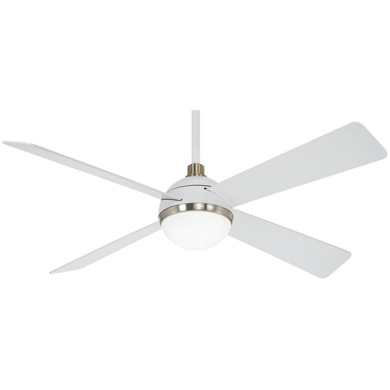 Minka Aire Orb F623L-WHF/BN 54-Inch LED Ceiling Fan in Flat White with Remote