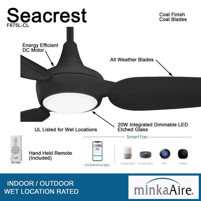 Minka Aire Seacrest 60 in. LED Indoor/Outdoor Coal Smart Ceiling Fan
