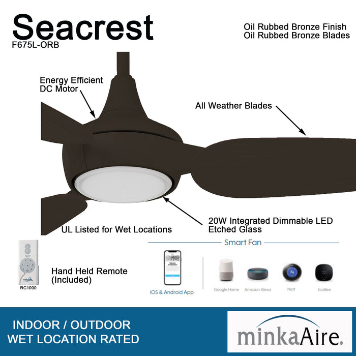 Minka Aire Seacrest 60 in. LED Indoor/Outdoor Bronze Smart Ceiling Fan
