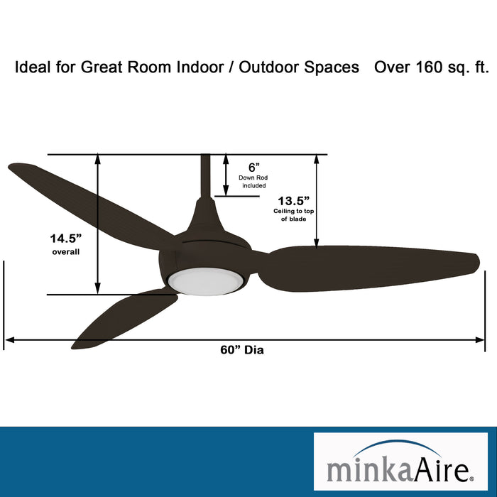 Minka Aire Seacrest 60 in. LED Indoor/Outdoor Bronze Smart Ceiling Fan