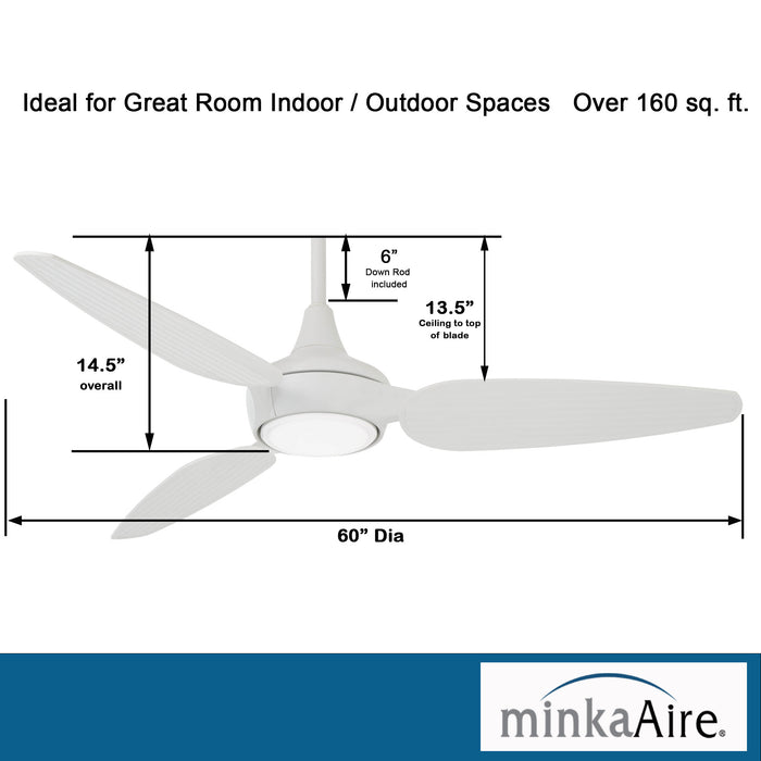 Minka Aire Seacrest 60 in. LED Indoor/Outdoor Flat White Smart Ceiling Fan