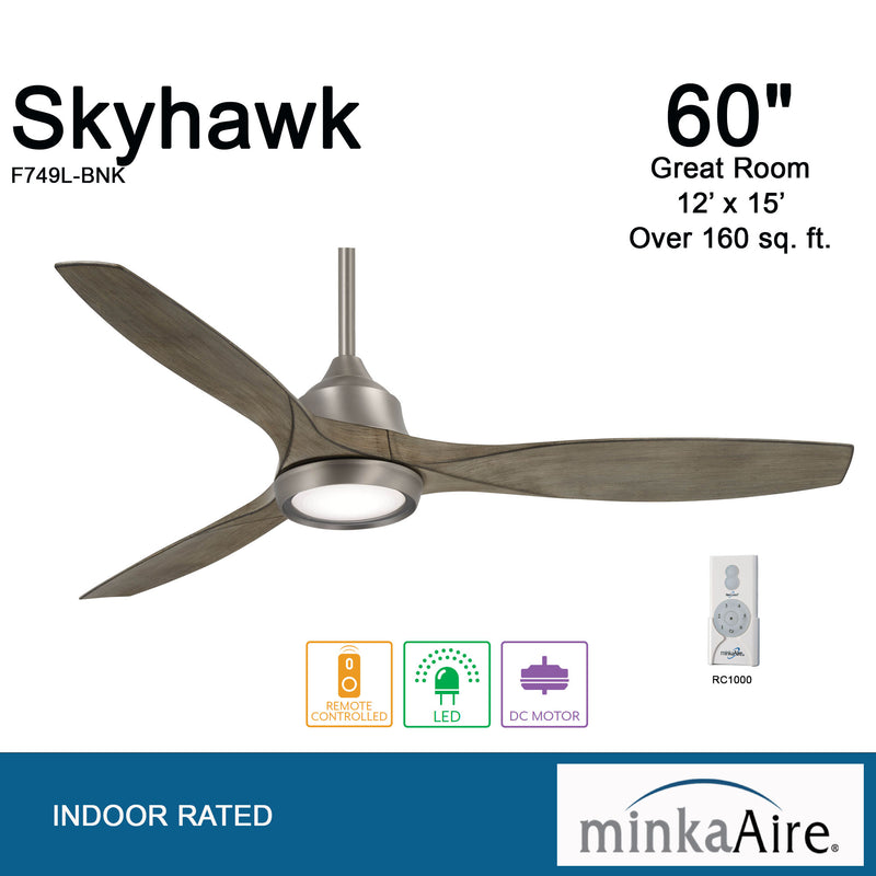 Minka Aire Skyhawk 60 in. Indoor Burnished Nickel LED Ceiling Fan