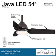 Minka Aire Java 54 in. LED Indoor/Outdoor Kocoa Ceiling Fan with Remote - ALCOVE LIGHTING
