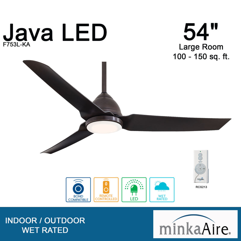 Minka Aire Java 54 in. LED Indoor/Outdoor Kocoa Ceiling Fan with Remote - ALCOVE LIGHTING