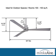 Minka Aire Simple 52 in. Indoor/Outdoor Silver Ceiling Fan with Remote Control - ALCOVE LIGHTING