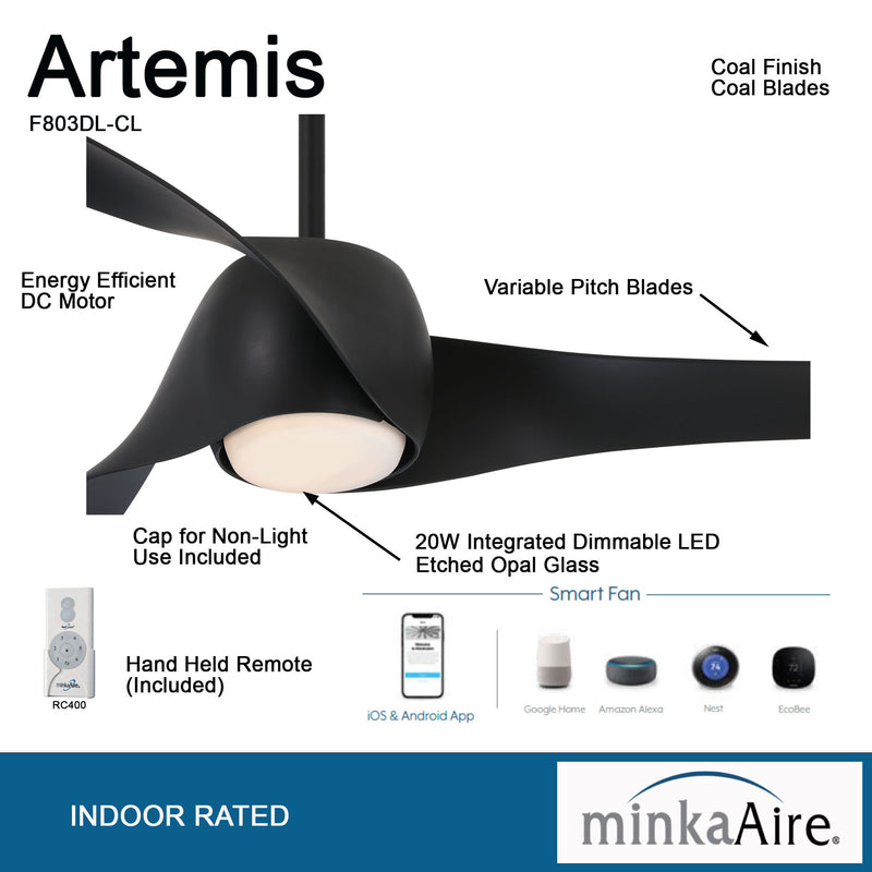 Minka Aire Artemis 58 in. LED Indoor Coal Smart Ceiling Fan