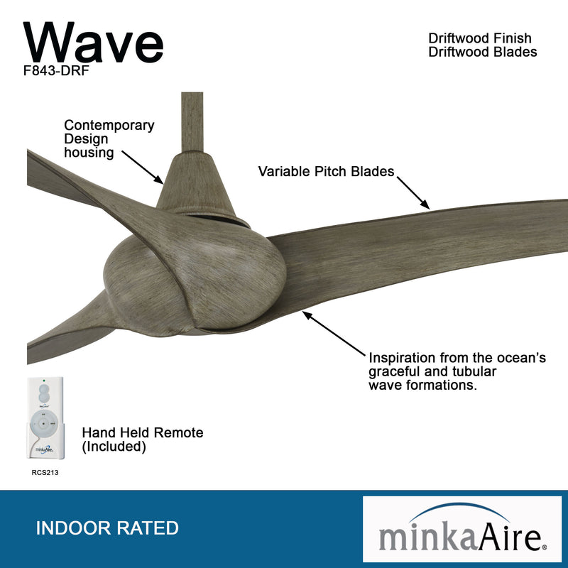Minka Aire Wave 52 in. Indoor Driftwood Ceiling Fan with Remote Control