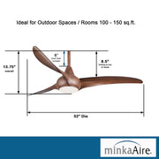 Minka Aire Light Wave 52 in. LED Indoor Distressed Koa Ceiling Fan with Remote - ALCOVE LIGHTING