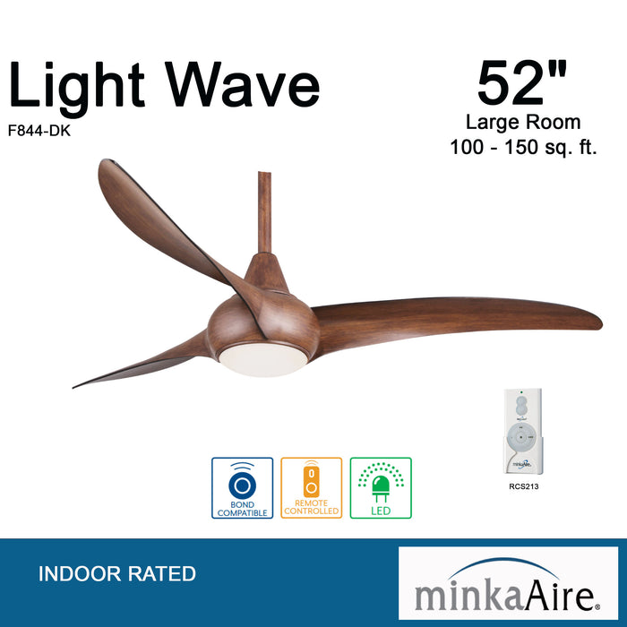 Minka Aire Light Wave 52 in. LED Indoor Distressed Koa Ceiling Fan wit