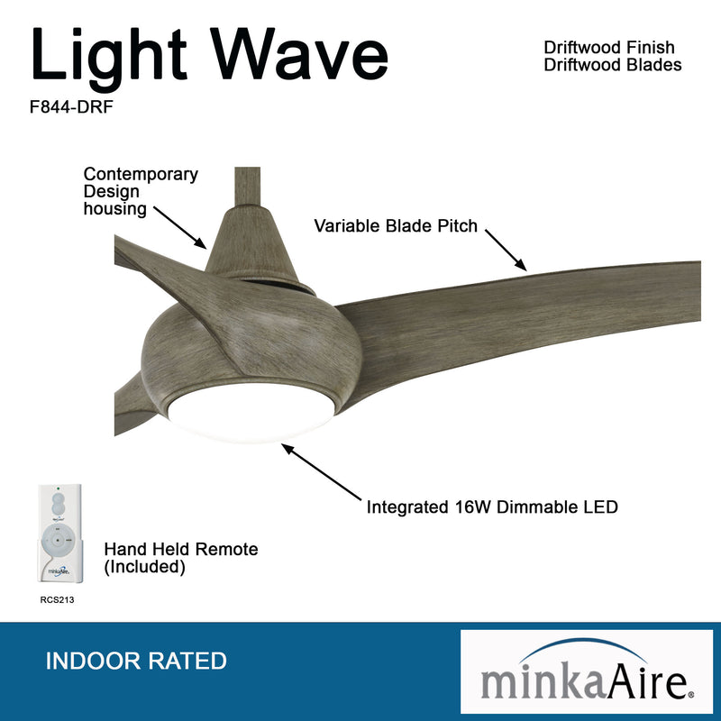 Minka Aire Light Wave 52 in. LED Indoor Driftwood Ceiling Fan with Remote