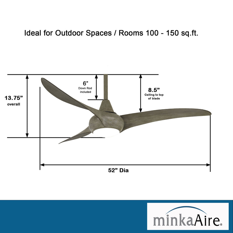 Minka Aire Light Wave 52 in. LED Indoor Driftwood Ceiling Fan with Remote