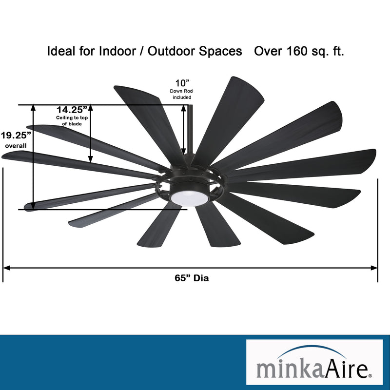 Minka Aire Windmolen 65 in. LED Indoor/Outdoor Textured Coal Smart Ceiling Fan