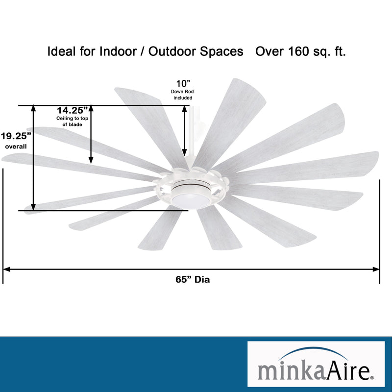 Minka Aire Windmolen 65 in. LED Indoor/Outdoor Textured White Smart Ceiling Fan