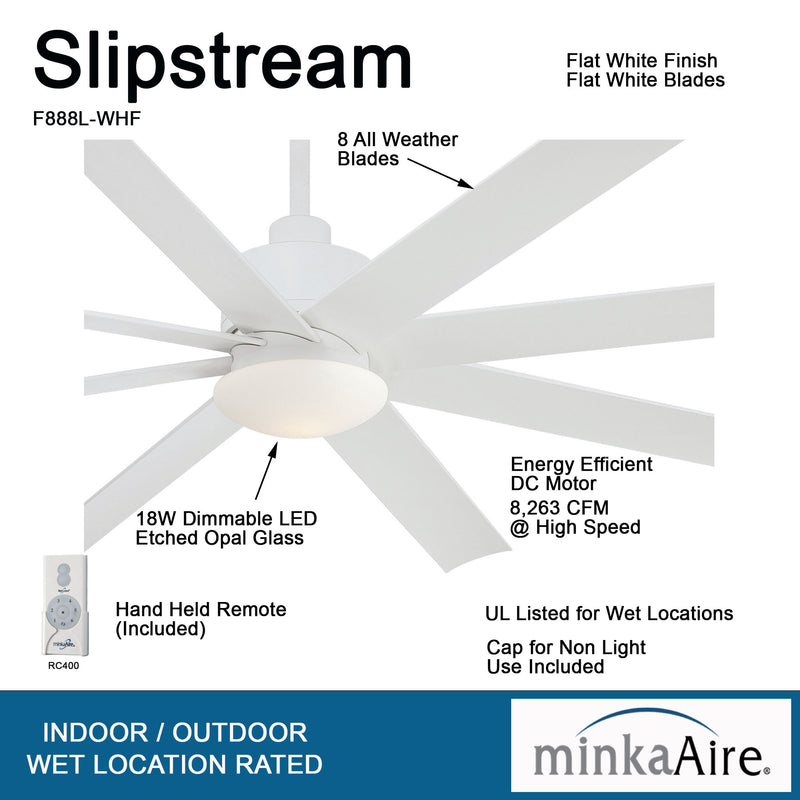 Minka Aire Slipstream 65 in. LED Indoor/Outdoor Flat White Ceiling Fan