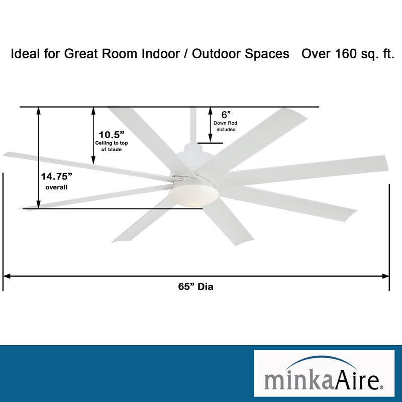 Minka Aire Slipstream 65 in. LED Indoor/Outdoor Flat White Ceiling Fan