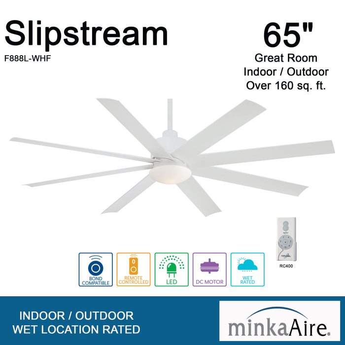 Minka Aire Slipstream 65 in. LED Indoor/Outdoor Flat White Ceiling Fan