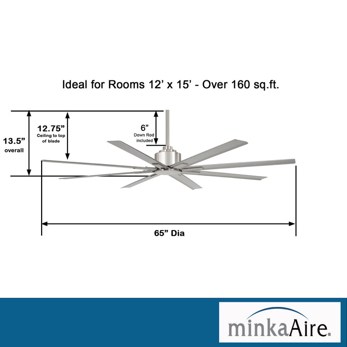 Minka Aire F896-65-BNW Xtreme H2O 65 in. Outdoor Brushed Nickel Wet Ceiling Fan