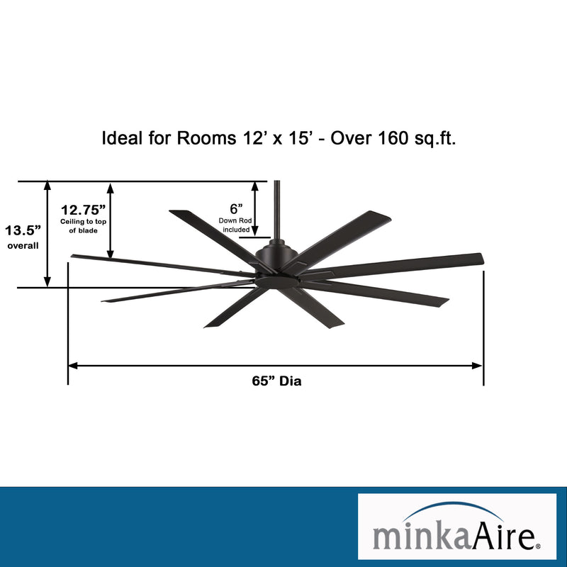 Minka Aire Xtreme H2O 65 in. Indoor/Outdoor Coal Ceiling Fan with Remote