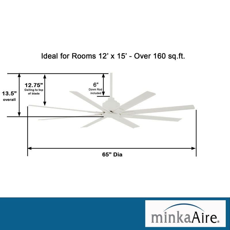 Minka Aire Xtreme H2O 65 in. Indoor/Outdoor Flat White Ceiling Fan with Remote