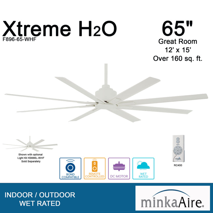 Minka Aire Xtreme H2O 65 in. Indoor/Outdoor Flat White Ceiling Fan with Remote