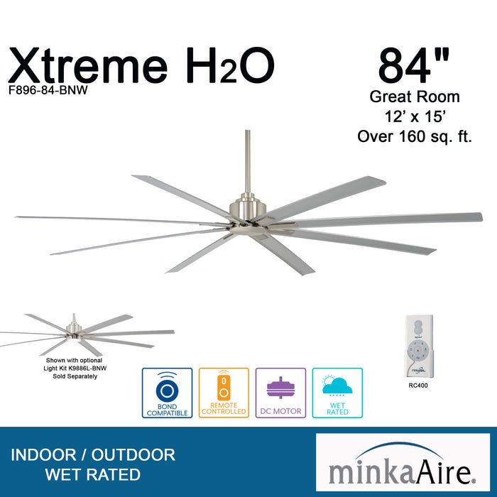 84 Ultra Breeze Brushed Nickel LED Wet Ceiling Fan with Remote - #450X0