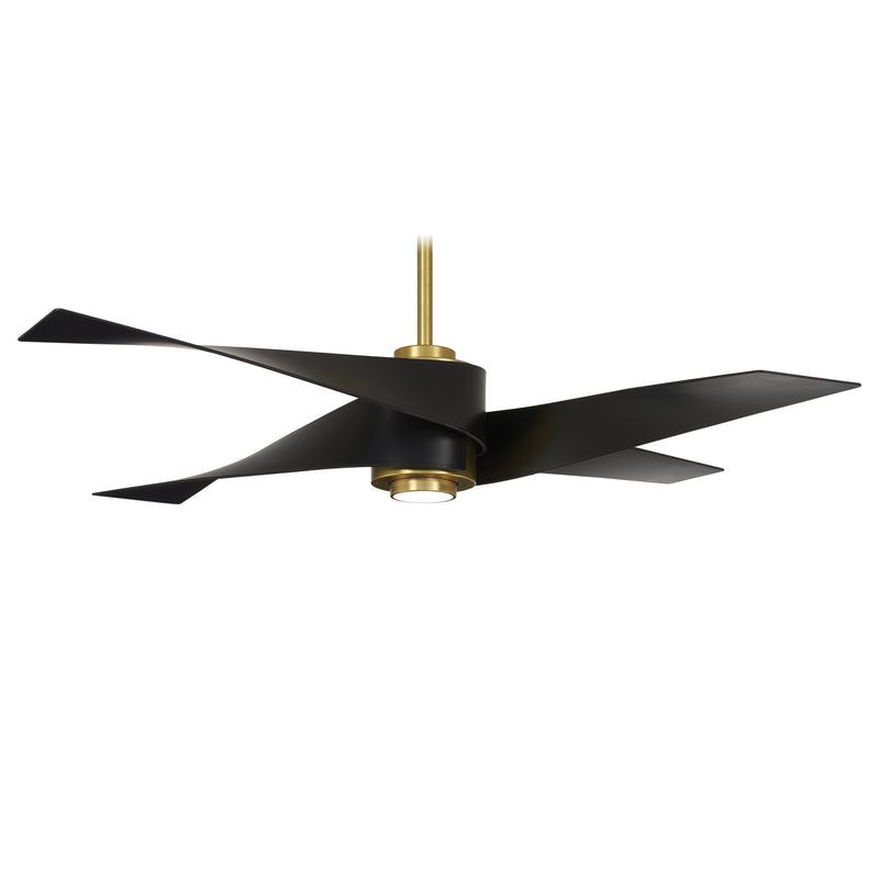 Minka Aire F903L-SBR/MBK Artemis IV Soft Brass 64" LED Ceiling Fan with Remote - ALCOVE LIGHTING