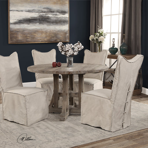 Uttermost Delroy Armless Chairs, Stone Ivory