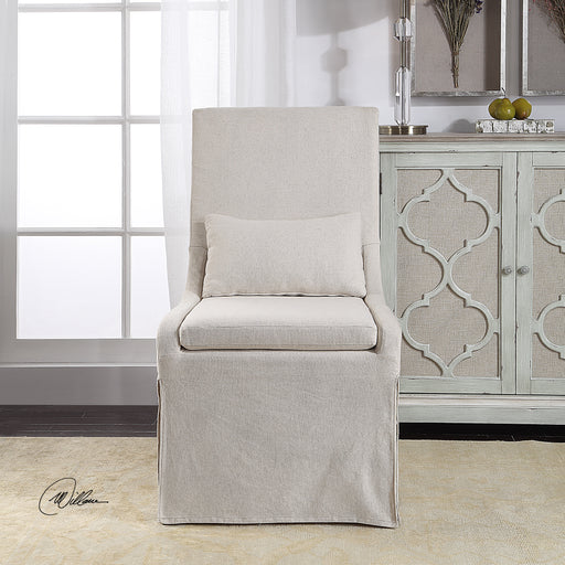 Uttermost 23493 Coley White Linen Armless Chair